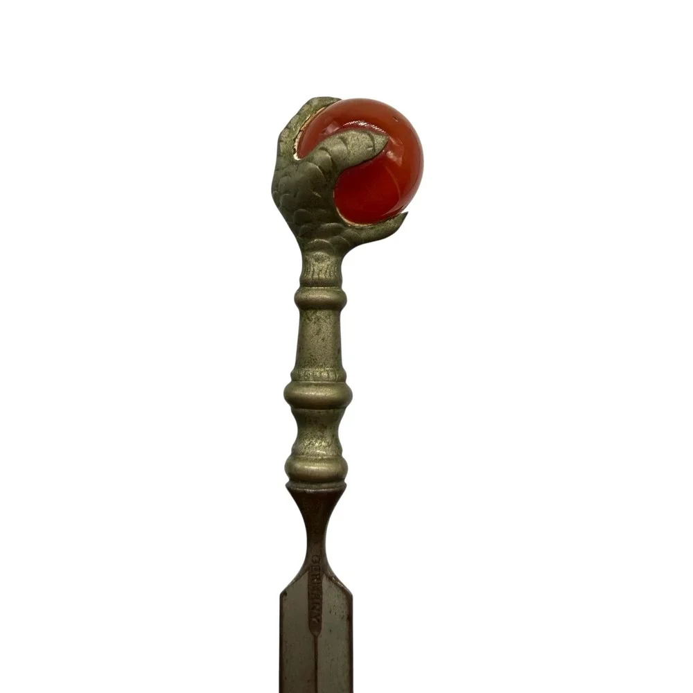 Vintage Letter Opener‎ Dragon Claw Carnelian Gemstone Germany Desk Accessory